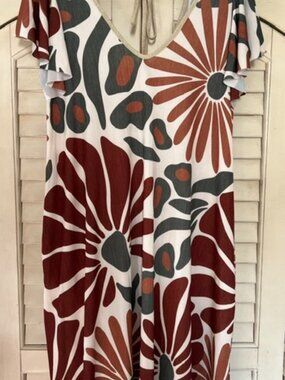 NEW COLLECTION Made In Italy Leaf Print Chiffon Dress - One Size